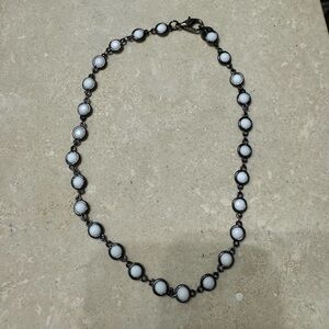 white & metallic circle necklace